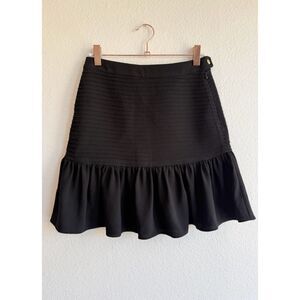 Le Fou by Wilfred Dansa Pintuck Pleated Ruffle Mini Skirt in Black size 0 NWT